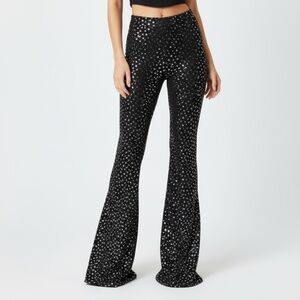 NEW GIRL ON VINE Lady Stardust Metallic Star Bell Bottom High Waist Pants SIZE S